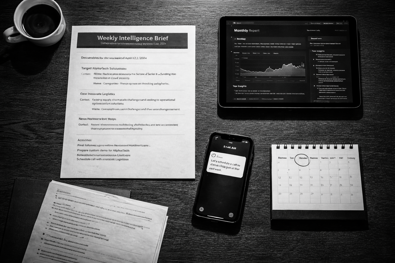 Systematic intelligence deliverables and weekly reporting